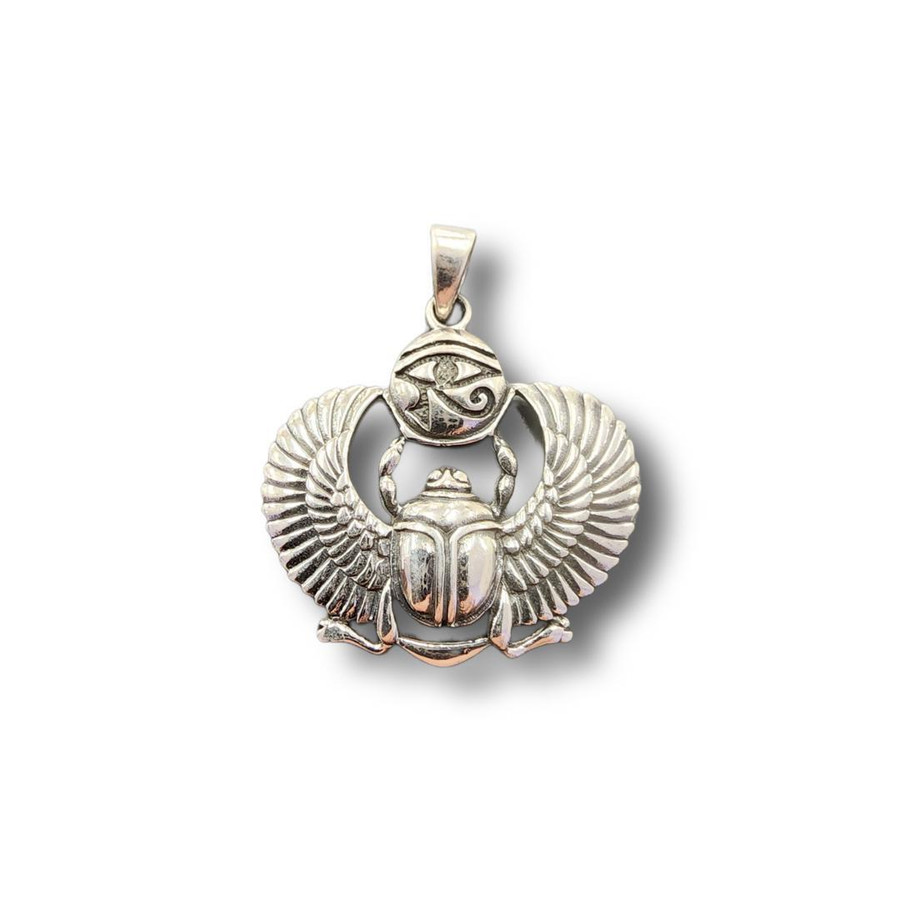 Scarab w/Eye of Horus Pendant .925 Silver