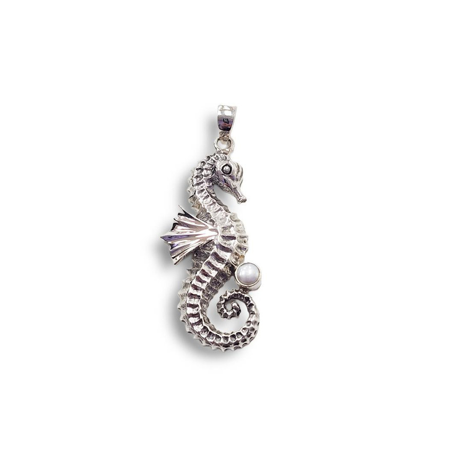 Seahorse Pendant w/Pearl .925 Silver