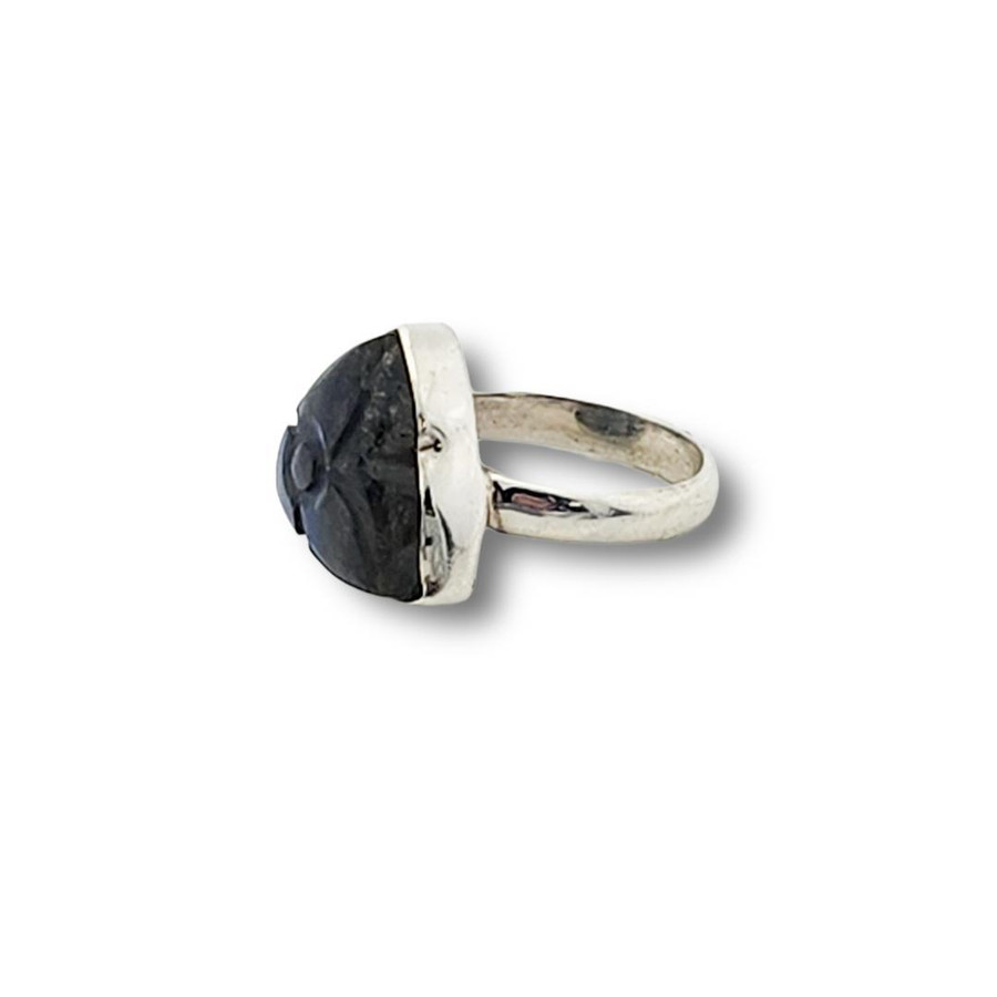Labradorite Carved Ring .925 Silver
