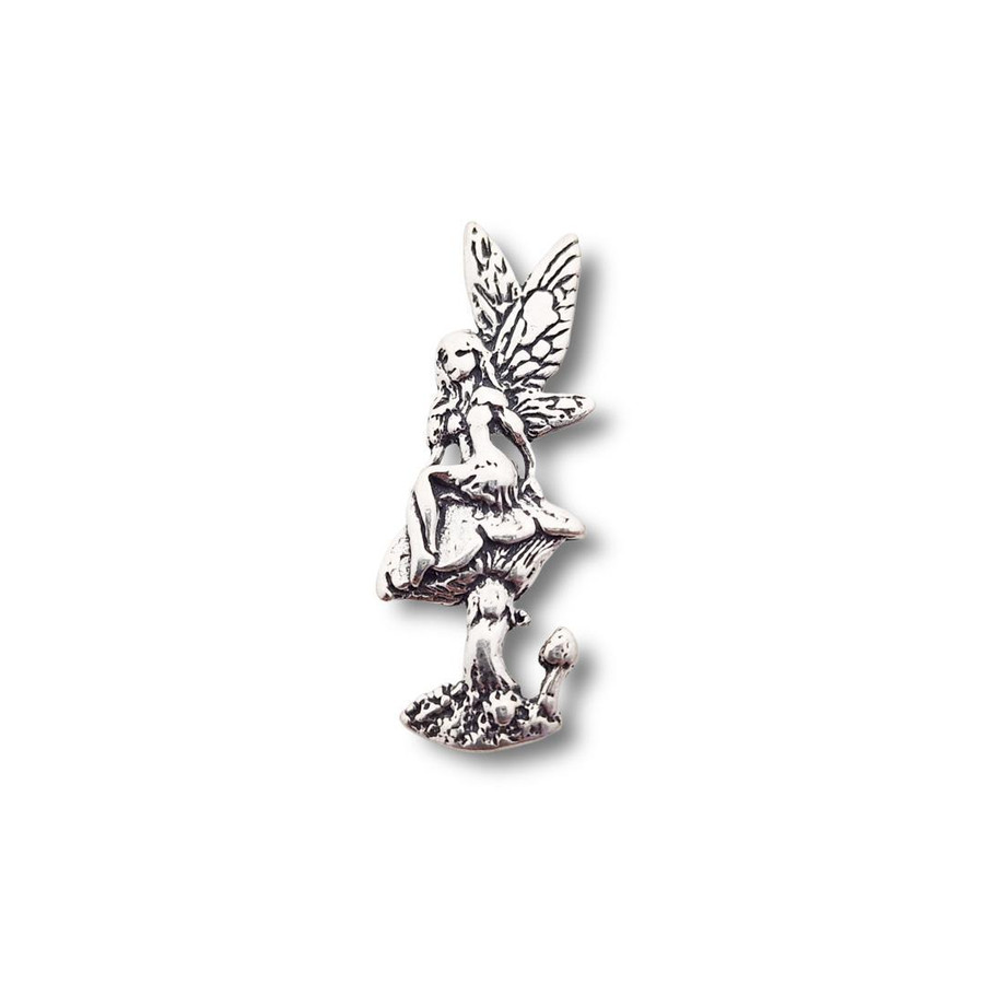 Fairy on Mushroom Pendant .925 Silver