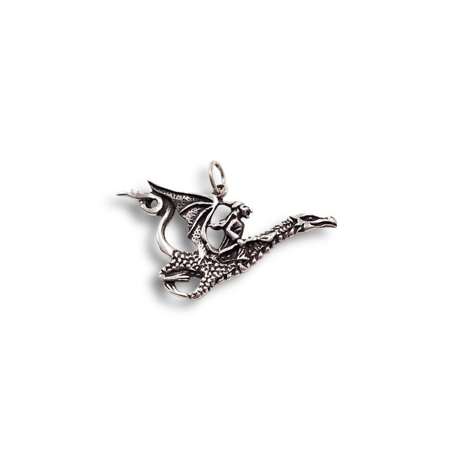 Witch Riding Dragon Pendant .925 Silver