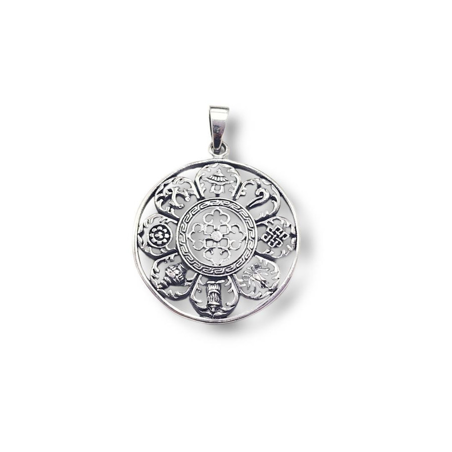 Eight Auspicious Symbols Pendant .925 Silver