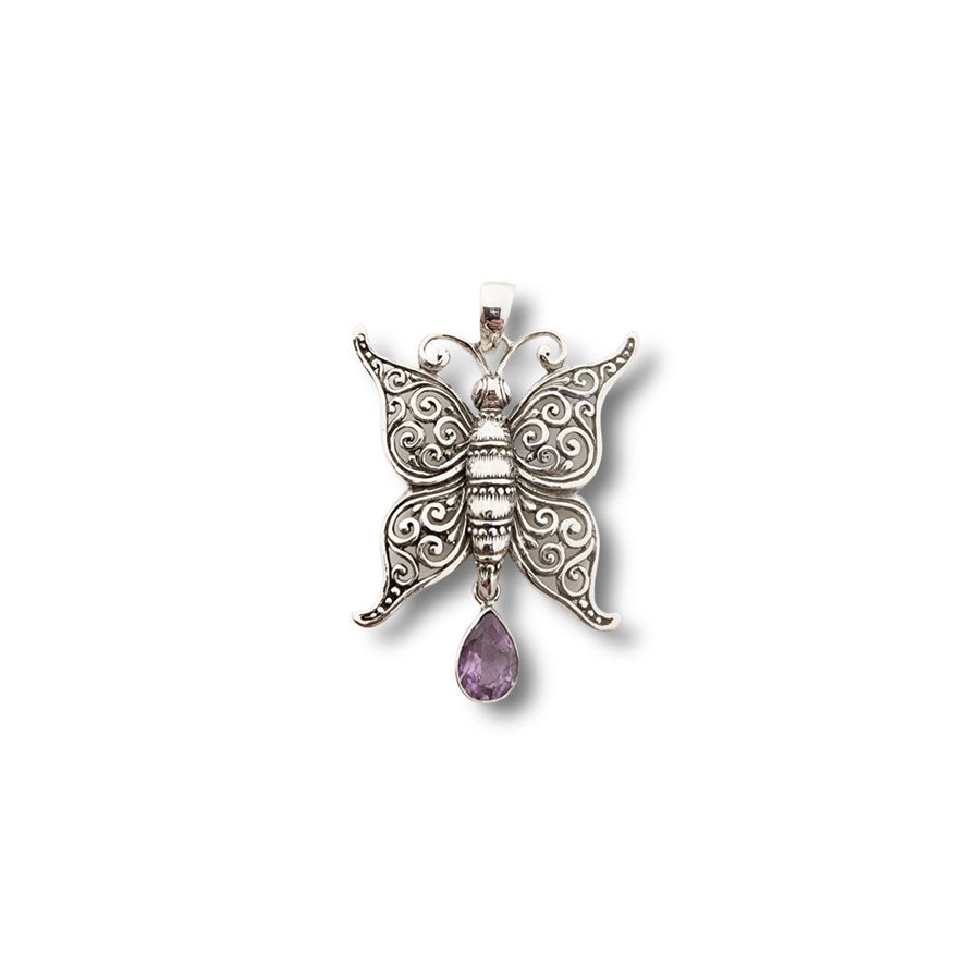 Butterfly Pendant w/Amethyst .925 Silver