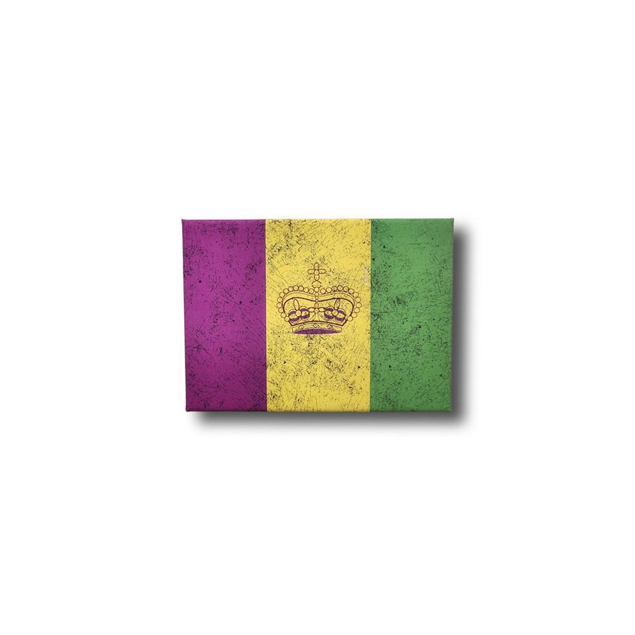 Magnet: Mardi Gras Distressed Flag