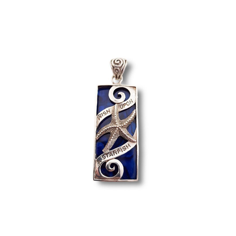 Wish Upon a Starfish Pendant w/Blue Abalone .925 Silver