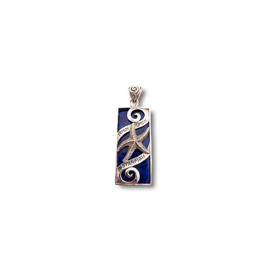 Wish Upon a Starfish Pendant w/Blue Abalone .925 Silver