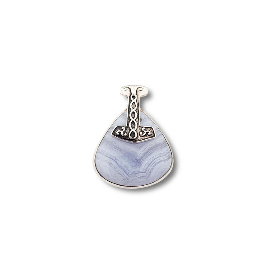 Blue Lace Agate Pendant .925 Silver (TDC2)