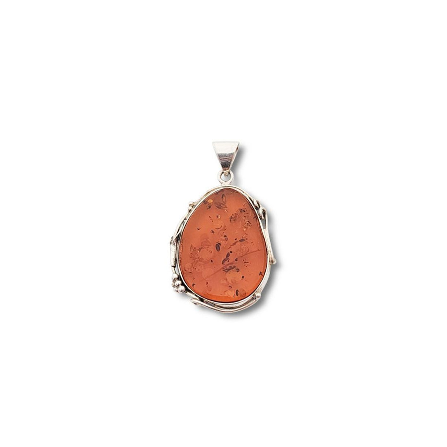 Baltic Amber with Vine Work Pendant .925 Silver (TDC)