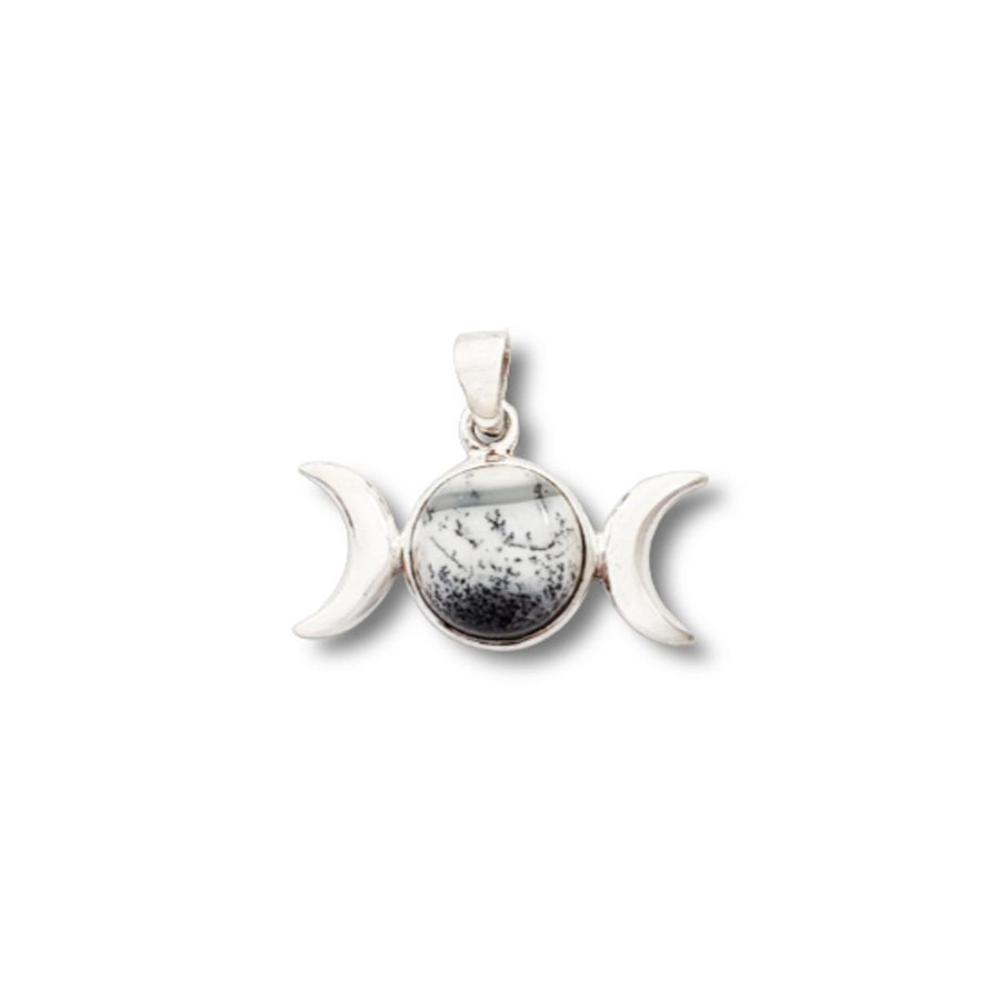 Triple Moon Pendant w/ Merlinite .925 Silver