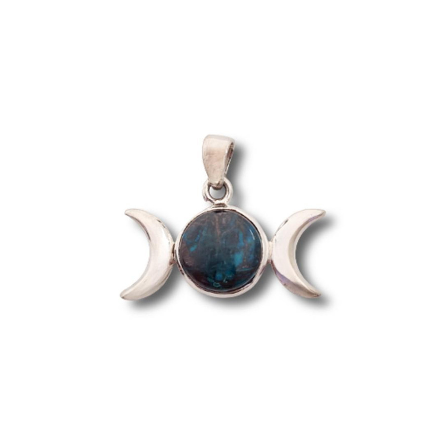 Triple Moon Pendant w/Chrysocolla .925 Silver (S1)