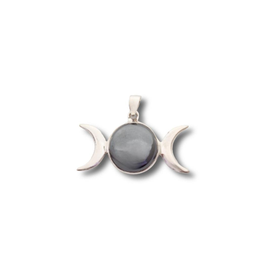 Triple Moon Pendant w/Hematite .925 Silver