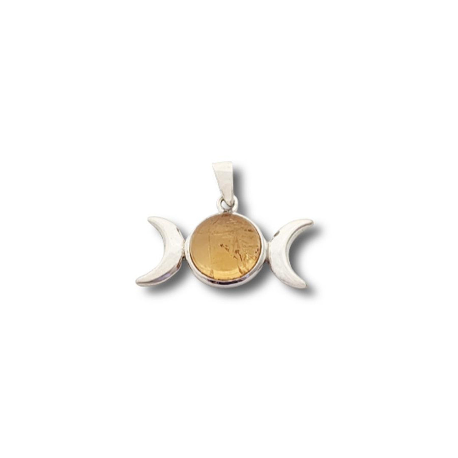 Triple Moon Pendant w/Citrine .925 Silver (S1)