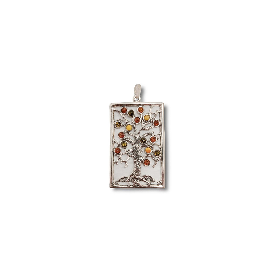 Amber Tree of Life Pendant .925 Silver (S2)