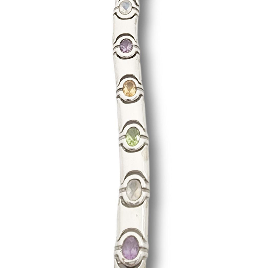 Amethyst, Citrine, Peridot and Rainbow Moonstone Bracelet .925 Silver