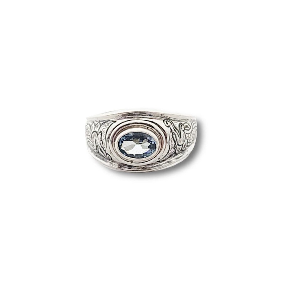 Blue Topaz Ring .925 Silver (O6)