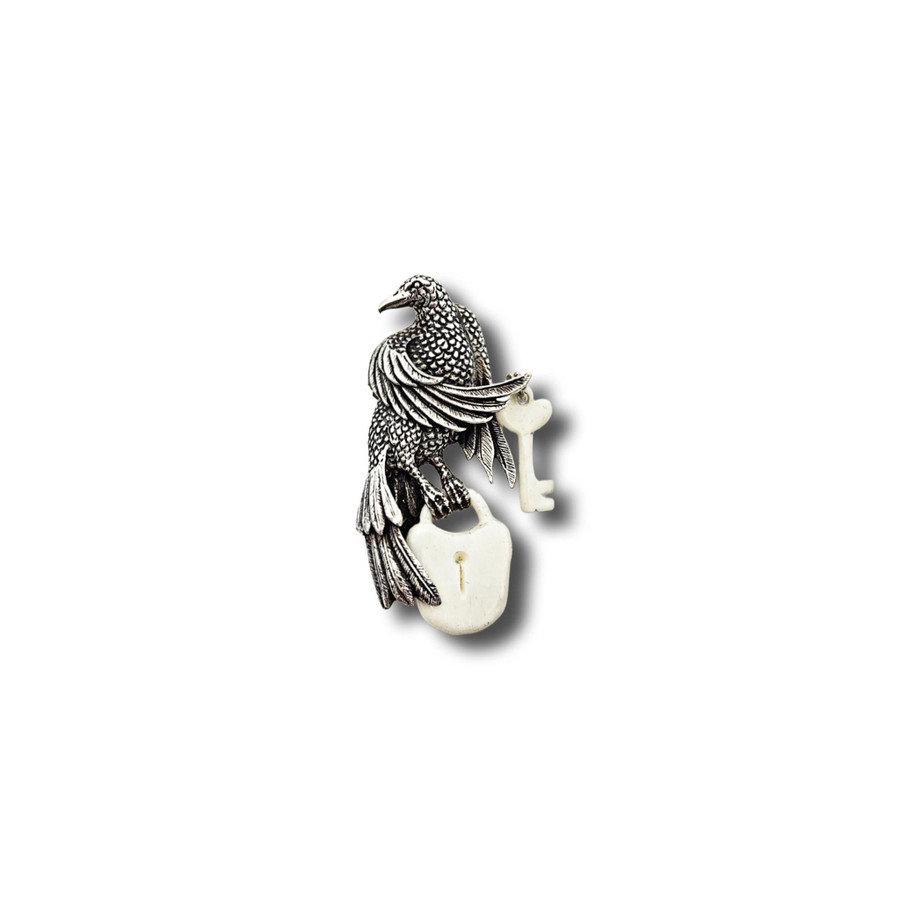 Sterling Silver Raven Secret Keeper Pendant with Bone