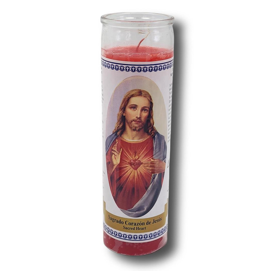 Sacred Heart Red 7 Day Vigil Candles 8", 470 ml
