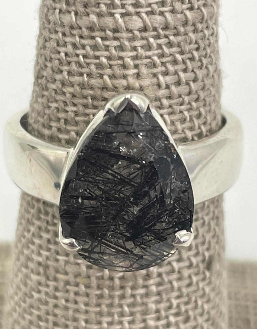 Tourmalinated Quartz Ring .925 Silver (TD)