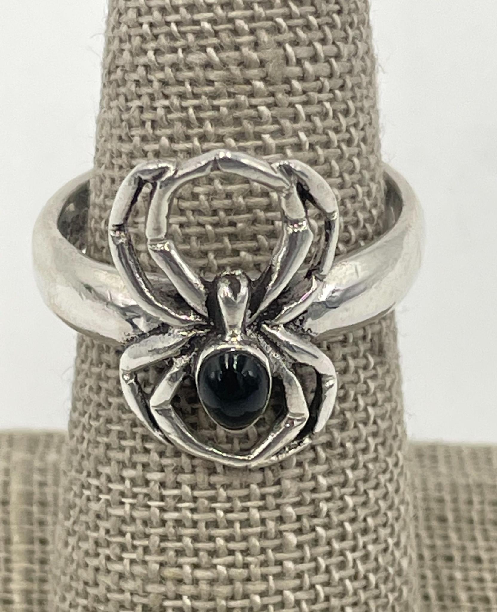 Black Onyx Spider Ring .925 Silver