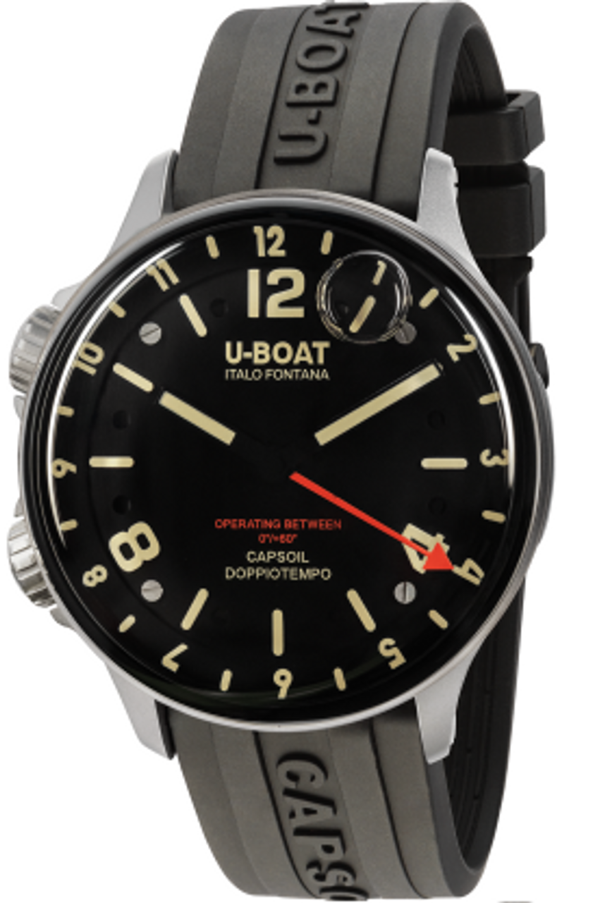 U-Boat Watch With Red Dial & Black Strap - Luxury Time