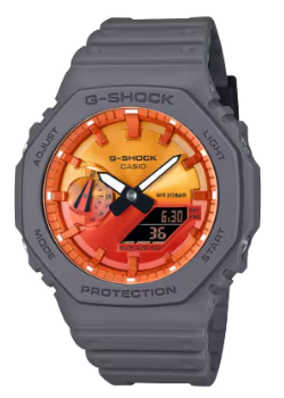 Casio G Shock Gray Orange GA2100FL 8A