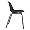 Poly Shell Junior Chair 325 mm High, Black Ergonomic Chair with a Moulded Plastic Shell and a Sturdy Grey Metal Frame.