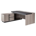 1800 mm Light Oak Executive Desk with Matching Fixed Credenza, Modern Office Furniture with a Sleek Design, Featuring Ample Workspace, Storage Compartments, and a Matching Credenza for Organised Office Use.