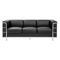 Le Cube Le Corbusier Sofa, Modern Black Leather Sofa with Chrome Frame and Sleek Design.