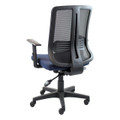 Avant Medium-back Office Chair | TEC-MCH-5040, Ergonomic Office Chair with Mesh Backrest, Blue Cushioned Seat, and Adjustable Armrests.