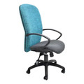 Diva High-back Office Chair by 67, Featuring a Teal Backrest and Grey Seat, Black Armrests and Base, Designed for Comfortable Office Seating with Ergonomic Support and Adjustable Features for Enhanced Comfort and Style.