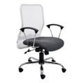 Grey Office Chair with Mesh Back, Black Armrests, and Five-Star Base, Exemplifying Durable Office Seating, Featuring a Medium-back Design and Sleek, Ergonomic Build by Office Stock South Africa, Under the Brand 67, Specifically the Lisa Mesh Model.