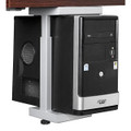 Computer Case Holder with a Swivel and Runners, a Sturdy and Adjustable Computer Case Stand with Swivel Functionality and Runners for Stability.