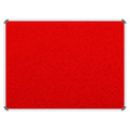 Product Info Board, Aluminium Frame - 600 x 450 mm - Red with a Sturdy Metallic Frame and Vibrant Red Fabric Surface.