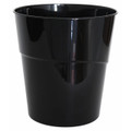 Janitorial Waste Bin 10L, Black Plastic Trash Can with a Sleek, Cylindrical Design for Waste Management.