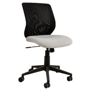 Breeze Operators Office Chair | Sac-Och-Bre, Ergonomic Office Chair with a Black Mesh Backrest, White Cushioned Seat, and Adjustable Height with Wheel Casters for Mobility.
