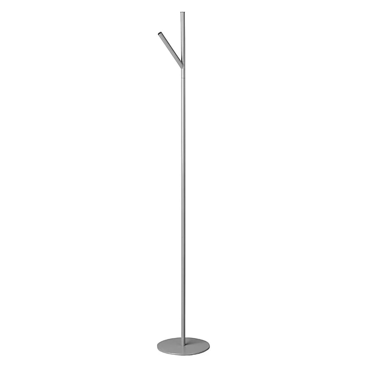 Y' Coat and Hat Double Stand, a Sleek Metallic Coat and Hat Stand with Two Hooks for Hanging Coats and Hats, Standing on a Round Base.