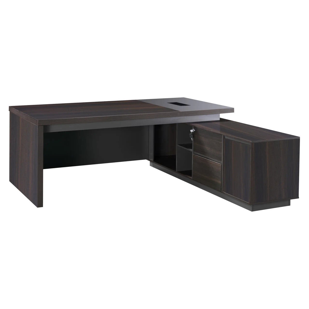 2000mm Dark Oak Executive Desk with Matching Fixed Credenza