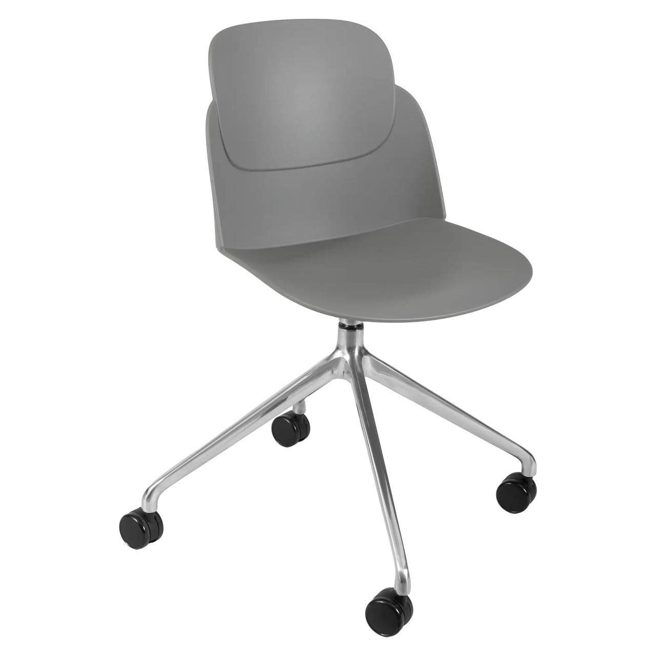 Aspen Aluminium High Base Typist Office Chair, Modern Grey Office Chair with Aluminium Base and Casters for Mobility.