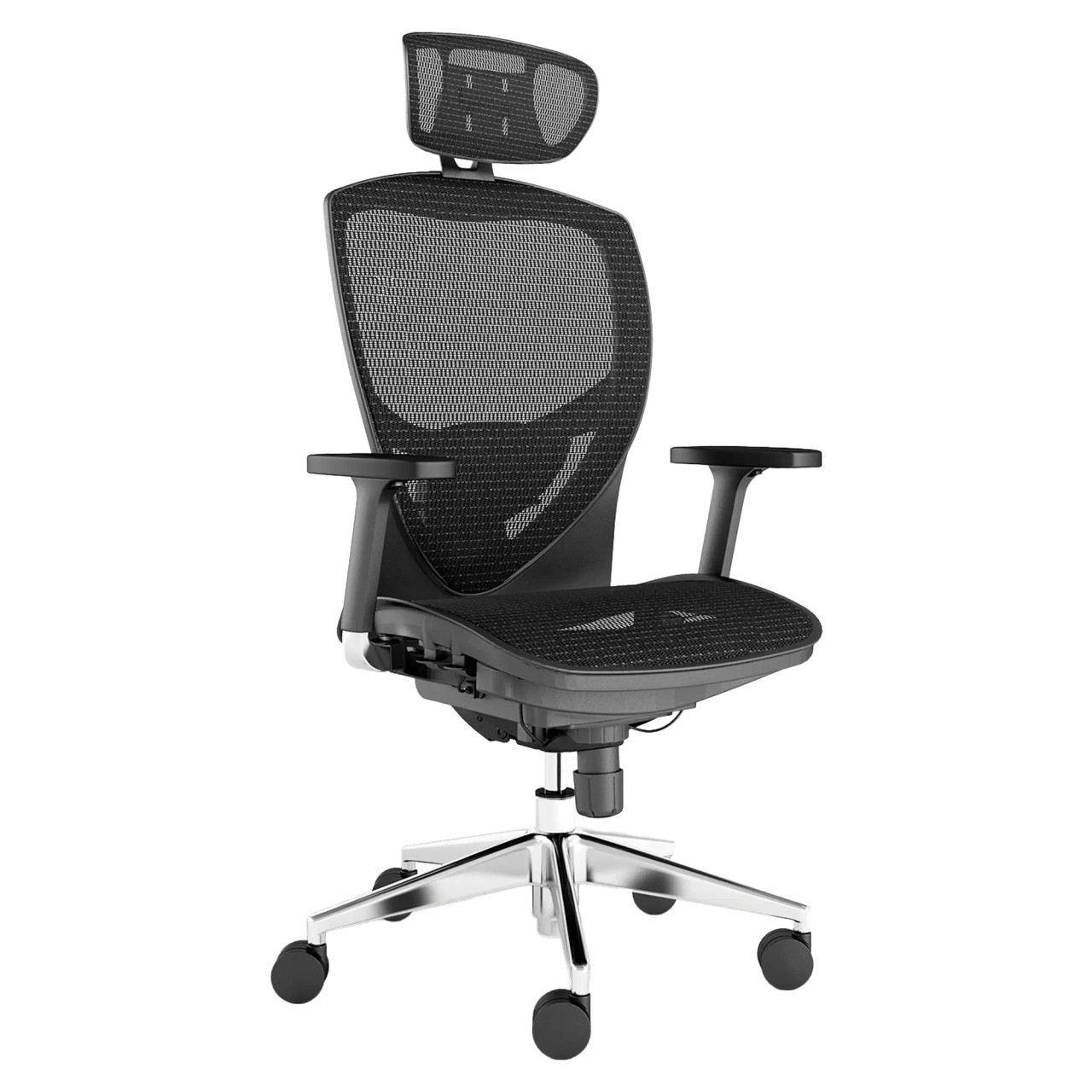 Falcon Mesh High-back Office Chair, Ergonomic Black Office Chair with Adjustable Armrests, Headrest, and Mesh Back and Seat for Breathability.