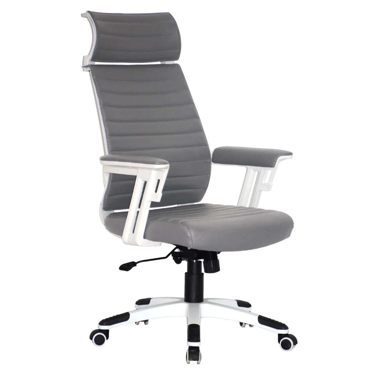 Grey Wallstreet High-back Office Chair by 67, Featuring a Durable Office Furniture Design with Adjustable Features, Sleek Silver Accents, and a Comfortable High-back Seat, Perfect for Ergonomic Support and Long Hours of Productivity.