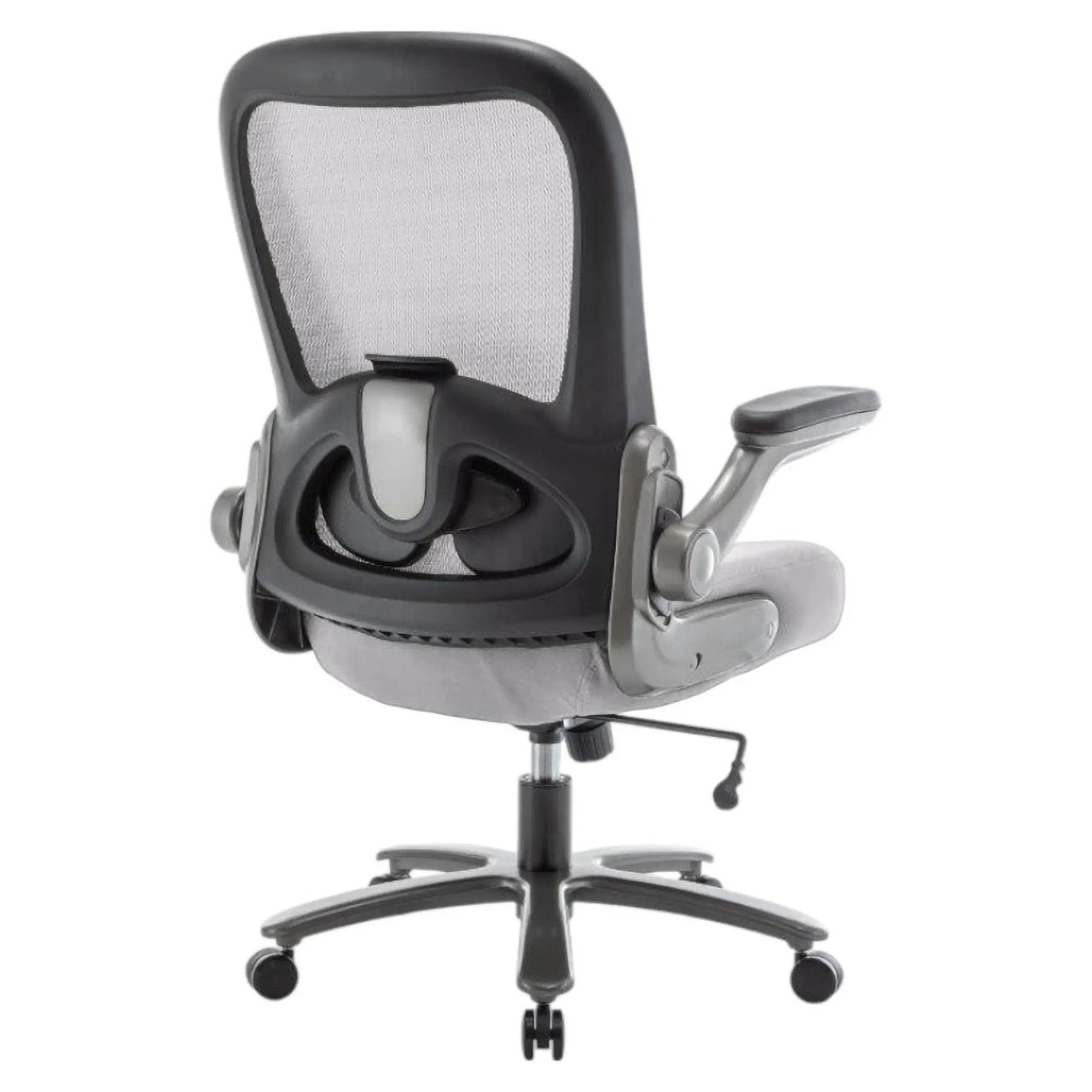 Big and Tall 500 LBS Mesh High-back Office Chair by 67, Featuring Breathable Netting Backrest, Sturdy Base, and Adjustable Armrests, in a Sleek Black and Grey Design, Showcasing Ergonomic Support and Comfort for Heavy-Duty Use.