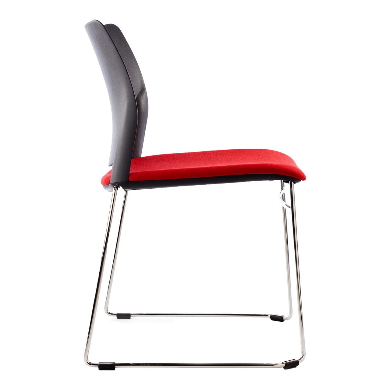 Alfa Polymer Sleigh-Base Side Chair by Office Stock South Africa, Featuring a Red Seat and Grey Backrest on a Silver Metal Frame, Offering a Durable Seating Solution with a Modern Design.