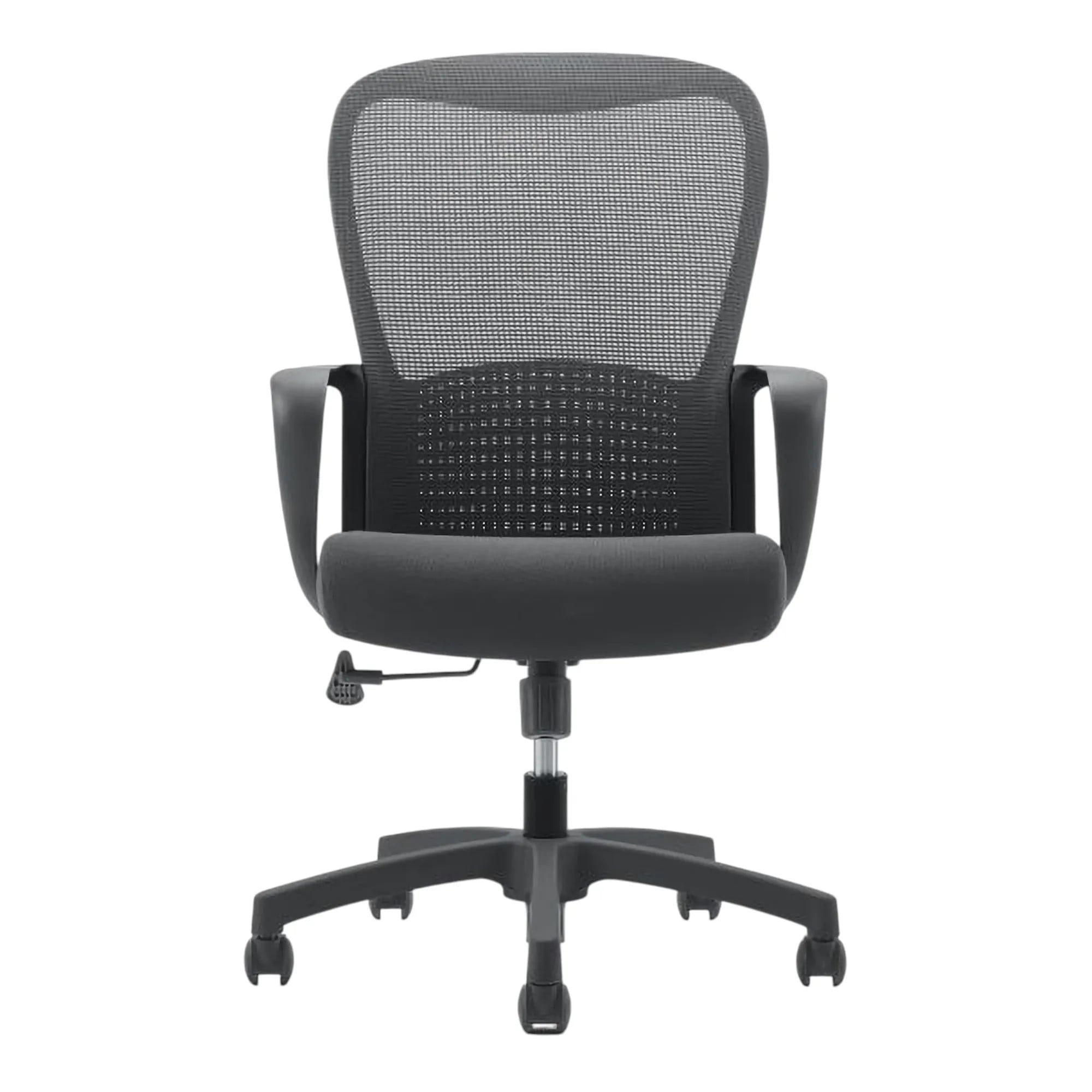 C4022 Office Chair, a Black Mesh Medium-back Office Chair by 67, Featuring a Breathable Mesh Backrest, Ergonomic Design, and Adjustable Features on a Sleek Five-Star Base with Casters, Presented on a White Background.