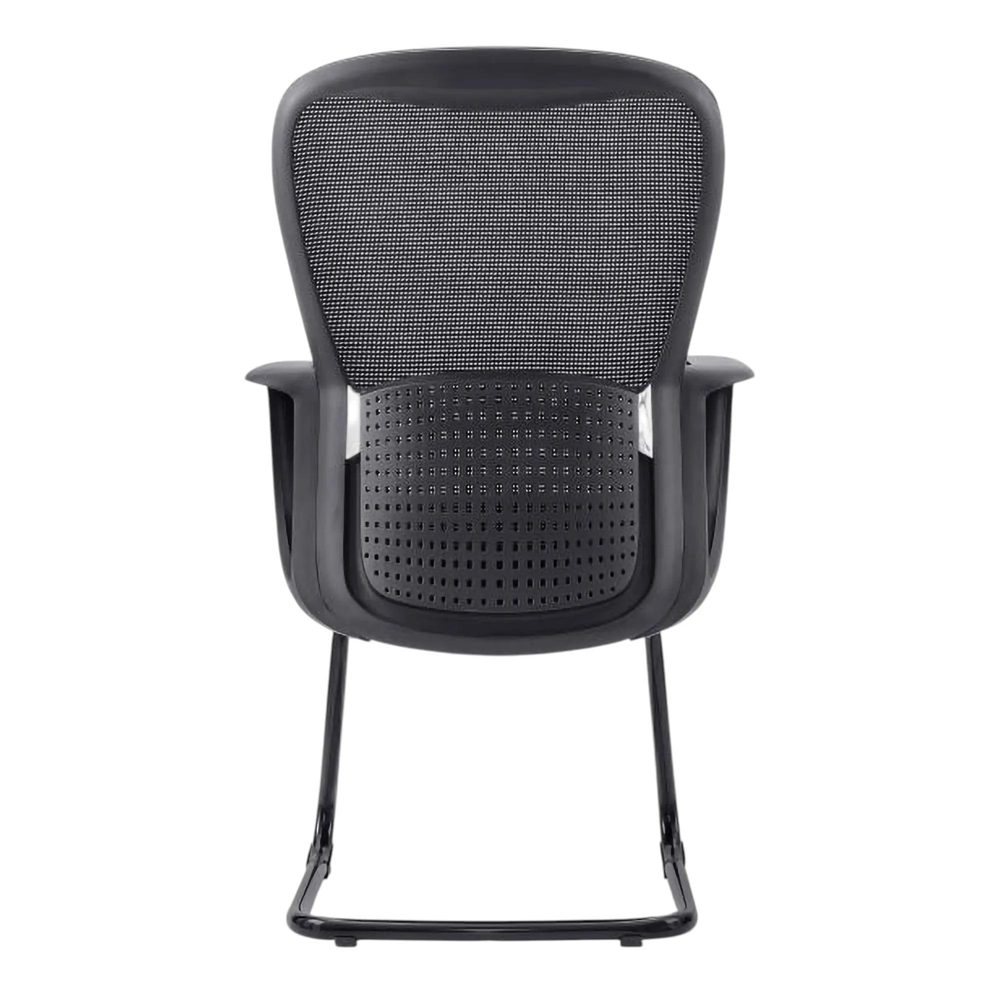 Black Mesh Office Chair with Steel Sleigh Frame, 67 Brand, C4022B Model, Ideal for South Africa Office Furniture, Featuring Ergonomic Design and Durable Construction, Presented in a Sleek Black Colour with a Sturdy Steel Base.