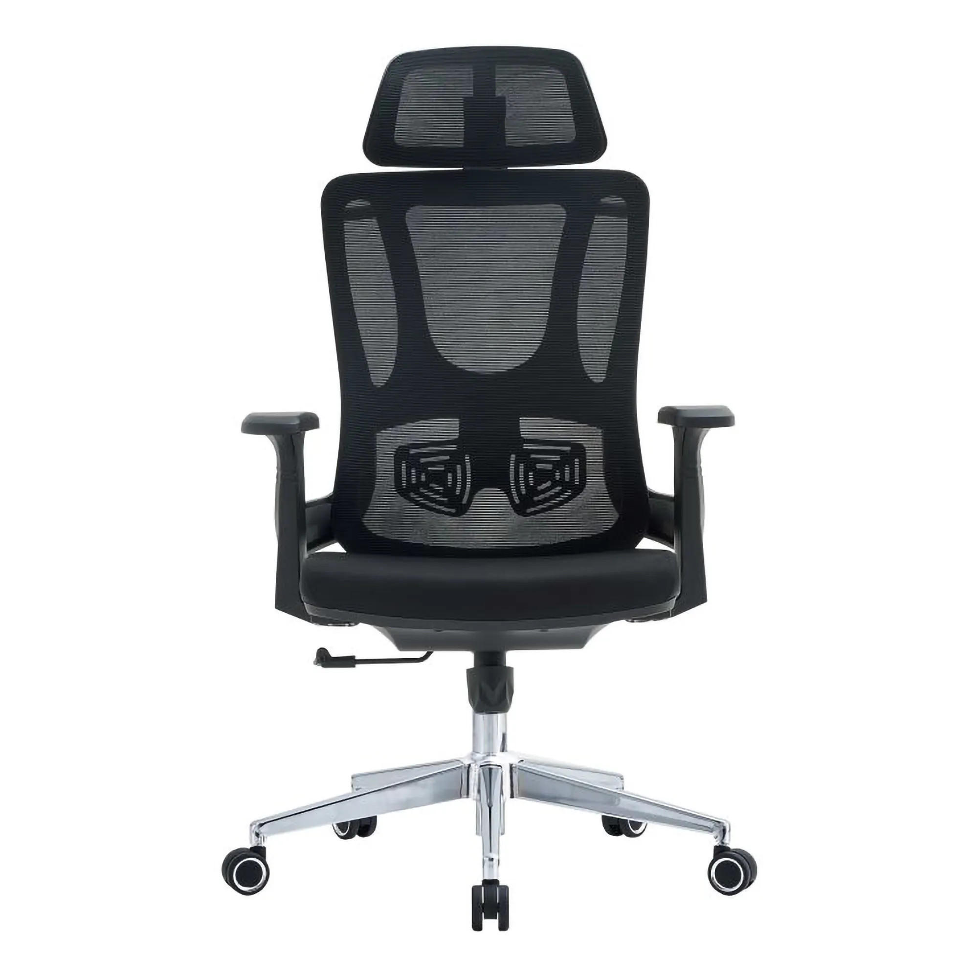 C4025 Office Chair with Black Mesh and Chrome Frame, High-back Design, Adjustable Features, and Five-Star Base with Wheels, Showcasing Ergonomic Office Seating with a Sleek and Modern Aesthetic.