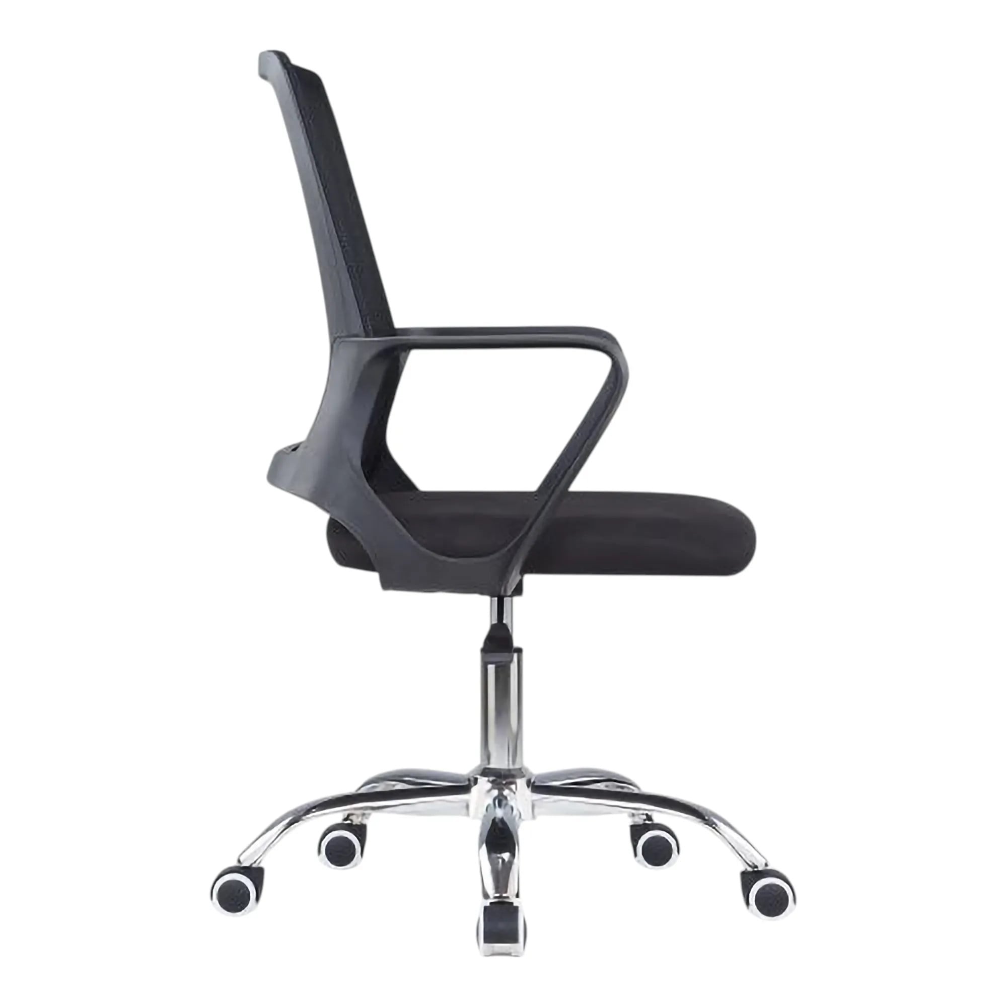 C4029 Black Mesh Office Chair with Chrome Frame, Medium-back Design, and Five Caster Wheels, Ideal for South Africa Office Furniture, Featuring Breathable Mesh Material and Ergonomic Support for Comfort, from Brand 67.