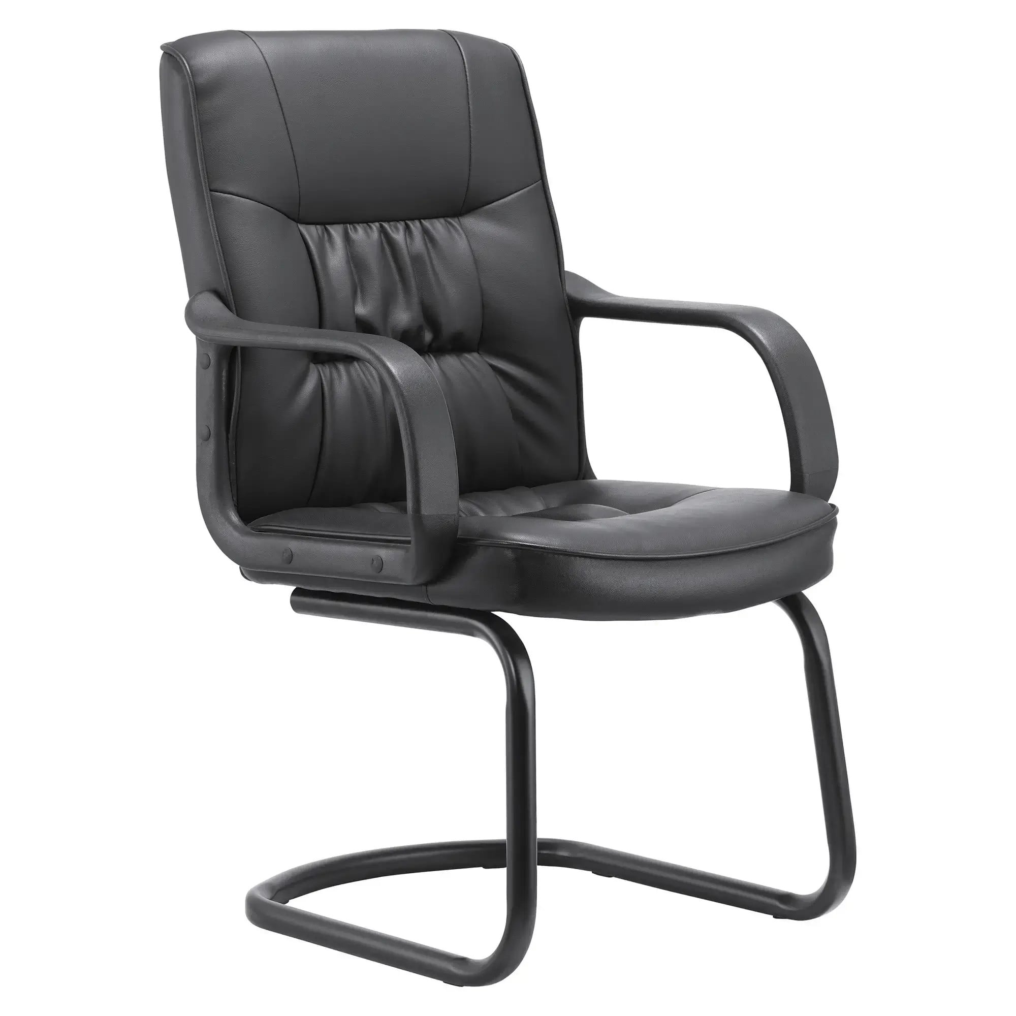 DB021B Black Polyurethane Leather with Black Steel Sleigh Base Visitor Office Chair