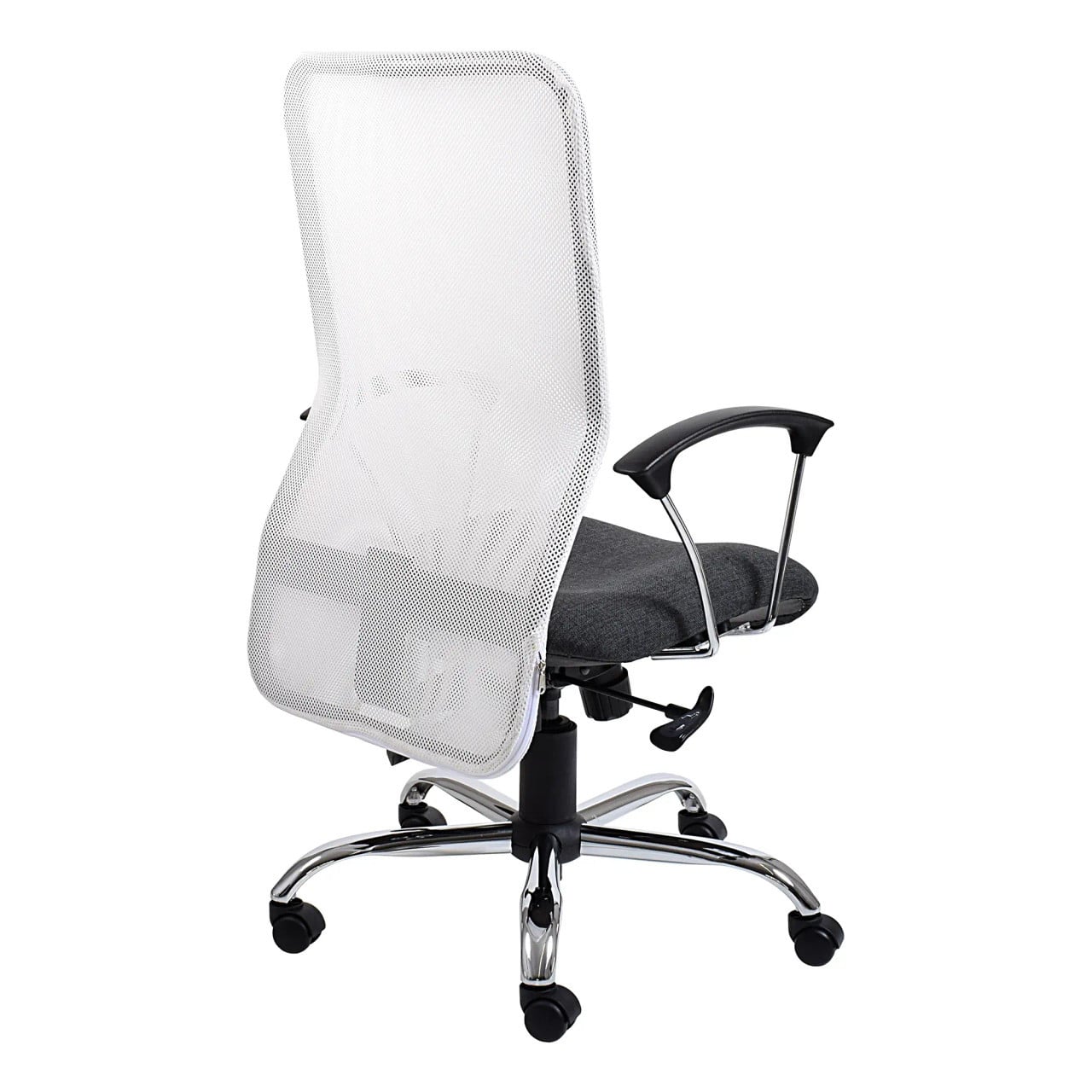 67 Lisa Mesh High-back Office Chair with Black Seat and Armrests, Featuring a Transparent Mesh Backrest, Adjustable Height Mechanism, and Five-Star Base with Casters, in a Sleek and Modern Design, Ideal as an Adjustable Height Chair.
