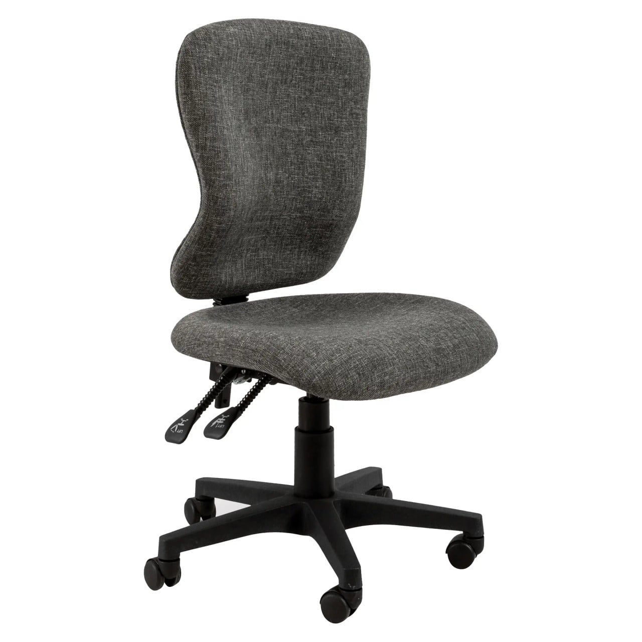 Lucea 1800 Typist Office Chair in Dark Grey Fabric, Featuring a Breathable Mesh Back Office Chair Design, Black Base and Wheels, Showcasing Ergonomic Office Seating with Adjustable Features for Comfort and Support.