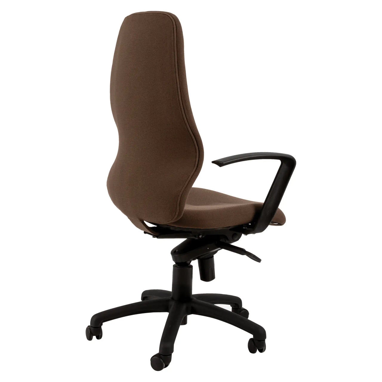 Lucea 3000 Typist Office Chair, a Brown Adjustable Office Chair with Black Frame and Wheels, Featuring a High Backrest and Ergonomic Design, by Office Stock South Africa, Showcasing Comfort and Sophisticated Design.